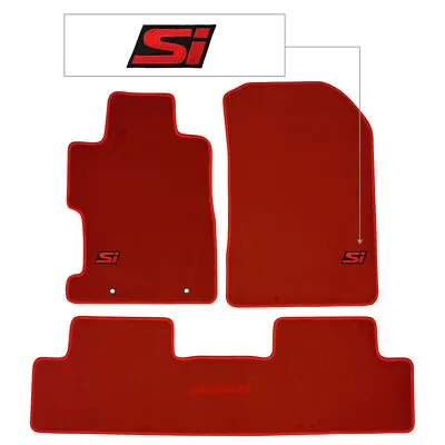 Fits 06-11 Honda Civic Red Nylon Floor Mats Front Rear Carpet Non-slip W/ Red SI • $58.89