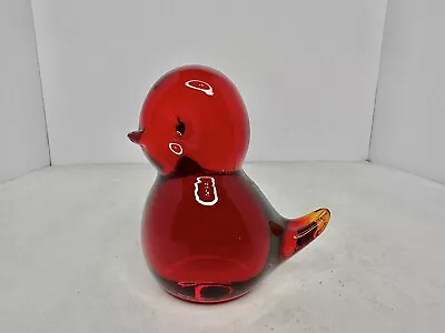 Vintage MCM Viking Glass Bird Chick In Ruby W/partial Label Stunning • $34.99