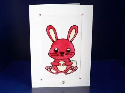 £3.50 • Buy Hand Painted Rabbit Greetings Or Occasion Card