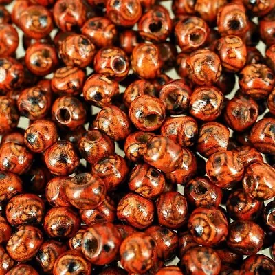 £2.50 • Buy Beads, Red Pattern, Wooden Seed Infill Bead, Craft,  6 Mm X  7 Mm, 100 Pcs, W6