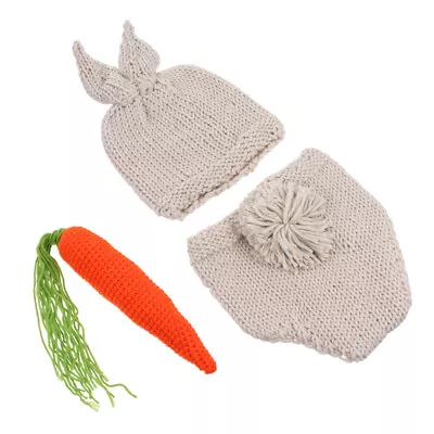  Baby Knit Bunny Costume Infant Clothes Photography Clothing Hat • £11.07