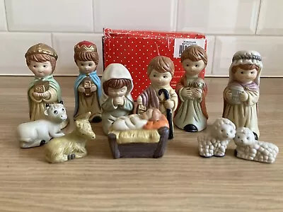 Vintage Porcelain Nativity Set 11 Pieces Hand Painted Boxed Christmas Decoration • £14.99