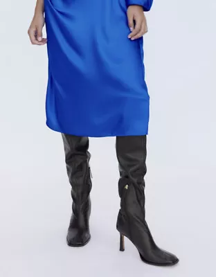 $43.90 • Buy Zara Heeled Leather Knee-high Boots Black All Sizes Ref. 2000/810