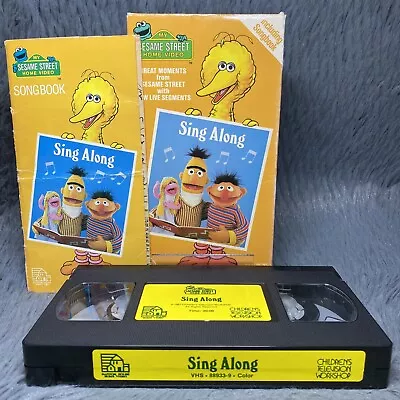 Sesame Street Sing Along VHS 1987 Video VCR Music Songs Cartoon Rare With Book • $19.99