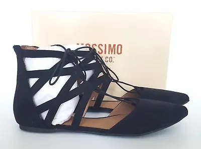 Mossimo Women's Nara Lace Up Black Ballet Flats Sandals Sizes 7 7.5 8 8.5 9 10  • $24.99