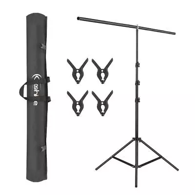 T-Shape Portable Adjustable Background Backdrop Support Stand Kit W/ 3 Clips • $25.86