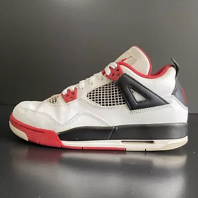 2012 Nike Air Jordan 4 Retro GS Size 7Y 'Fire Red' White/Red/Black 408452-110 • $109.95