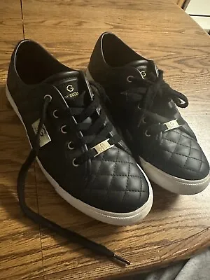 G By Guess Backer Shoes Womens 9 1/2 M Black Low Top Sneakers Quilted Pattern • $24