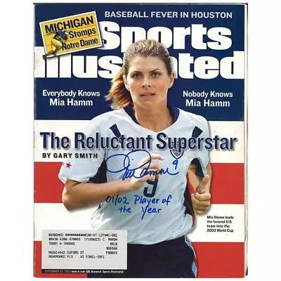 Mia Hamm Autographed & Inscribed September 2003 Sports Illustrated Magazine • $249.99