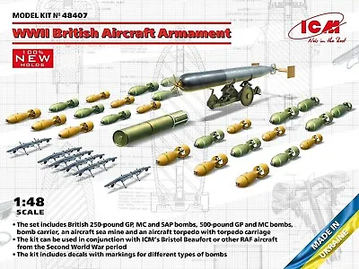 ICM WWII British Aircraft Armament 1:48 Scale Model Kit  ICM48407 • £12.70