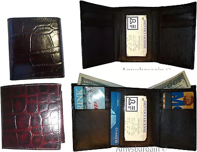 Men's Crocodile Skin Printed Leather Wallet Trifold Wallet ID 9 Card 2 Bill Slot • $15.96