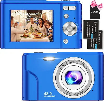 $51.99 • Buy Kids Digital Camera Autofocus 48MP 1080P 16X Zoom Vlogging Youtube 32G SD Card