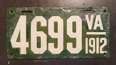 $387 • Buy 1912 Virginia VA Porcelain License Plate Auto Car Tag Vehicle Registration