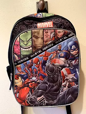 Marvel Backpack Super Hero Kids Black 16.5  X 12 X 4.5  Adj Straps • $12