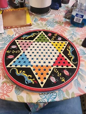 Vintage Ohio Art Chinese Checkers Board Tin 12.5” (Some Marbles Included) • $23.95