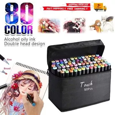 80 Dual Tip Colouring Pens Brush Pens Felt Tip Pens For Kids Adults Colouring • £13.93