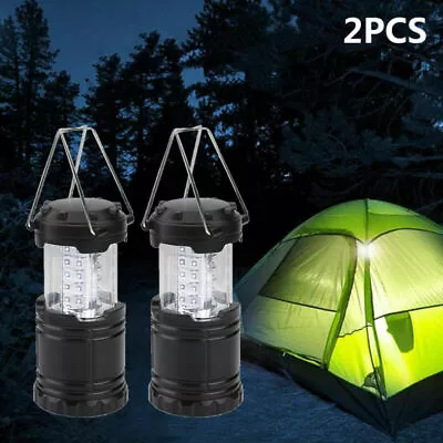 2x Portable Camping Torch Lantern Night Light Tent Lamp Solar Power 30 LED UK • £8.39