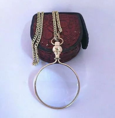 Vintage MONOCLE PENDANT/Necklace Magnifying Glass With 36  Chain Round Magnifier • £18.95