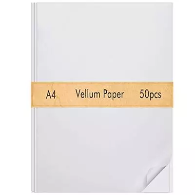 FEPITO 50 Sheets Vellum Paper 8.5 X 11 Inches A4-50pcs Transparent/Green  • $12.41