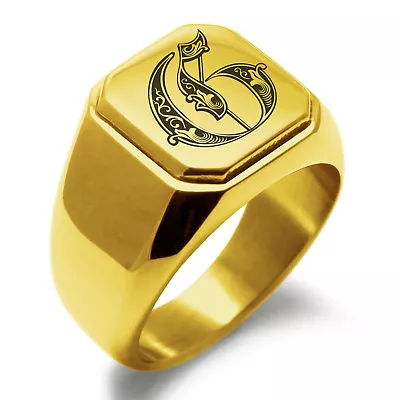 Stainless Steel Monogram Royal Initial G Mens Square Biker Style Signet Ring • $15