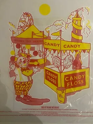 Cotton Candy Floss Bags Funfair Fairground Circus Party Qty 100 Bags 10” X 18” • £12.20