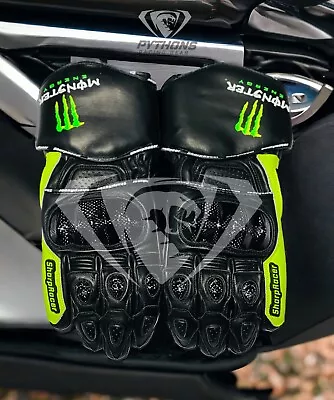 Kawasaki Monster Energy Motorcycle Racing Leather Gloves Racing Gants Guantes • $78.50