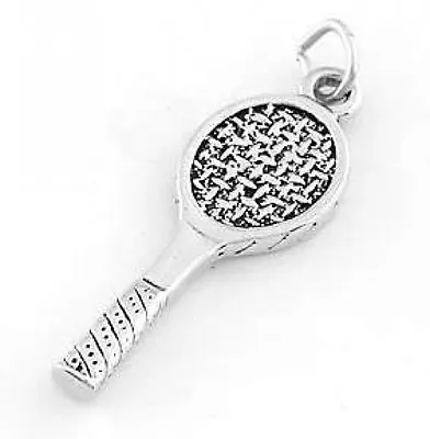 $9.99 • Buy Sterling Silver Double Sided Tennis Racket Charm/pendant