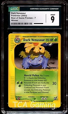 CGC 9 MINT Dark Venusaur # 7 WINNER Best Of Game PROMO Pokemon Card • $69.99