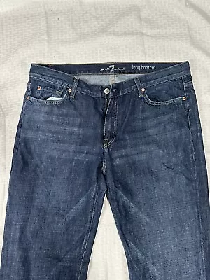 Seven 7 For All Mankind Men's 38 (38x35) Long Bootcut Zip Fly Blue Jeans • $24.79