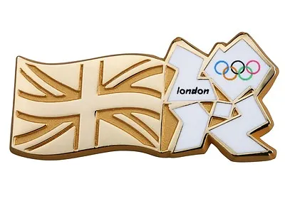 Official Licensed London 2012 Olympic Games  Union Jack Flag & White Logo  Pin / • $19.95