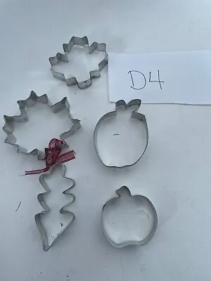 Set Of 5  Fall Autumn Cookie Cutters Metal Apple Maple Leaf Pumpkin Leaves D4 • $6