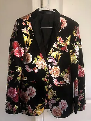 Trendy Men's  Tux/special Occasion Jacket Foil Shiny Floral Slim/tight Fit • $42.50