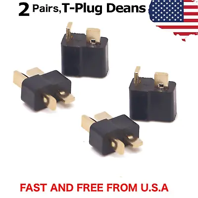 2 Pairs T-Plug Black Deans Connectors Male & Female For RC LiPo Battery • $5.85