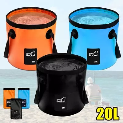 20L Folding Water Bucket Collapsible Wash Basin Camping Outdoor Storage Bucket • £6.86