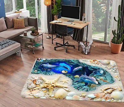 3D Ocean Dolphin ZHUA2367 Game Non Slip Rug Mat Photo Carpet Vera • $57.78