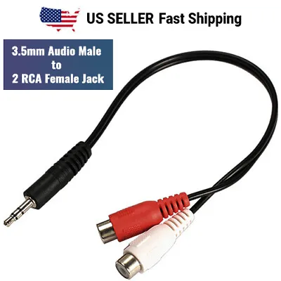 $4.49 • Buy 3.5mm Stereo Male Jack To 2 RCA Female Adapter Plug Headphone Y Audio Cable