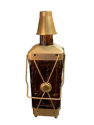 Swiss Harmony Musical Liquor Decanter Bottle W Brass Shot Glass Top 11 1/2  Tall • $39.99