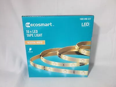 NEW Ecosmart 16' (16-ft) LED Tape Light (Neuttral White) —Direct-Plug • $17.99