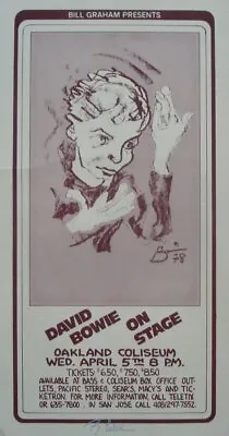 $500 • Buy DAVID BOWIE OAKLAND 1978 Vintage Concert Poster RANDY TUTEN Signed