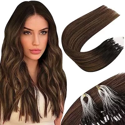 Sunny Brown Micro Bead Hair Extensions Ombre 18  3-Micro-B#2/6/2 Chrysanthemum • $73.40