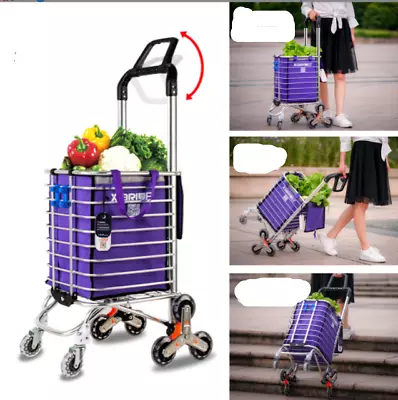 8-wheel Foldable Shopping Trolley Cart Bag Market Grocery Luggage Basket UK • £37.95