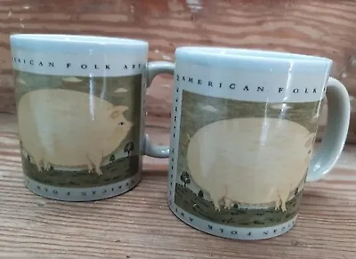 OTAGIRI Warren Kimble Pigs Coffee Mugs American Folk Art Farmhouse • $22