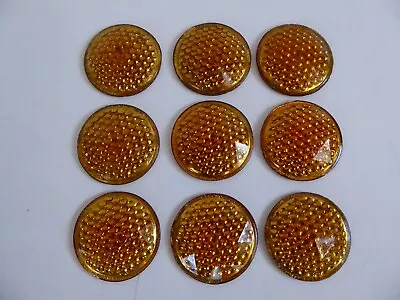 Antique Auto Bicycle Motorcycle Car Glass Reflectors Lot Of 9 CZECH Amber Gold • $50