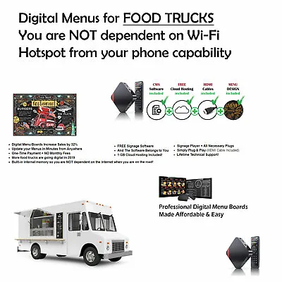 Digital Signage And Digital Menu Boards For Food Trucks And Concession Stand • $195