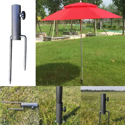 Parasol Base Spike Beach Garden Umbrella Holder Adjustable Patio Ground Stand • £7.25