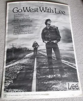 Original LEE RIDER JEANS Large 1970's Poster GO WEST WITH LEE • $50