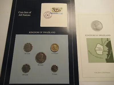 Coins Of All Nations Series Swaziland 5 Coin Unc Set 1987 1st Day Stamp • $11.95