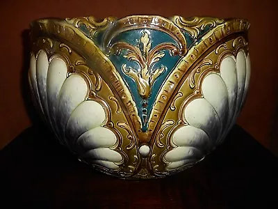 A Massive & Rare Majolica Cachepot By Julius Dressler Ca 1880-1910 • $425