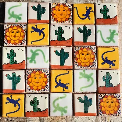 25 Ceramic Mexican Tiles -  SMALL SIZE 5 X 5 Cms. BajA25 • £16.25