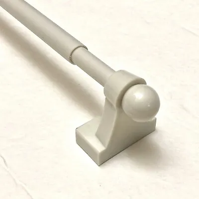 SMALL 7/16  Magnetic Single Curtain Rod Adjustable 7 - 14  Length  WHITE PLASTIC • $9.59